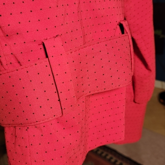 VINTAGE Red & Black Polkadot Blazer Size XS - Picture 6 of 8